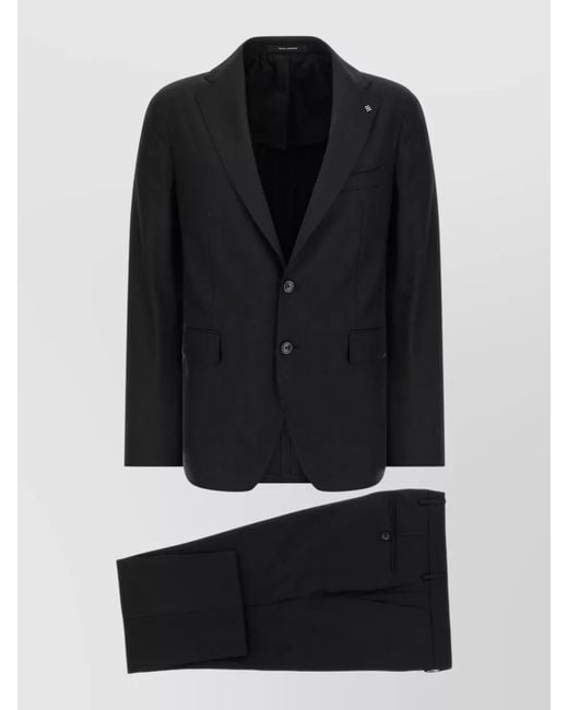 Tagliatore Black Virgin Wool Single Breasted Suit for men