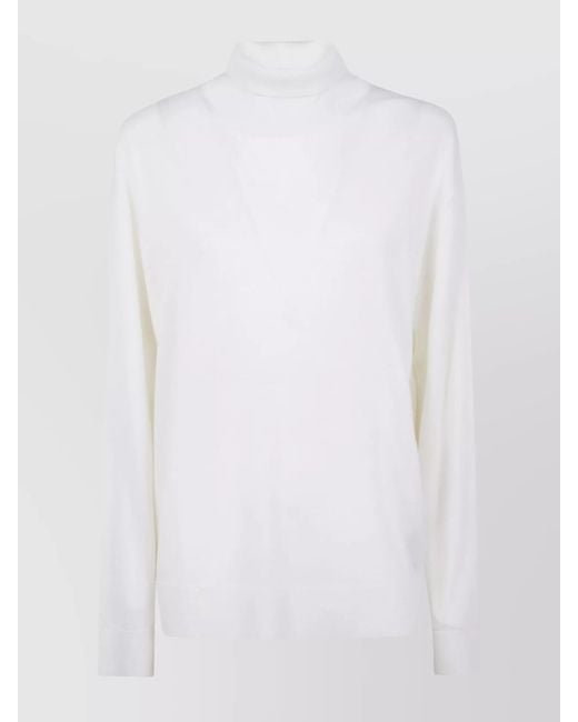 Laneus White Long Sleeve Turtleneck Sweater For for men