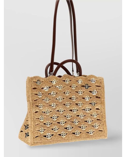 Rabanne Metallic Na Raffia Tote Bag