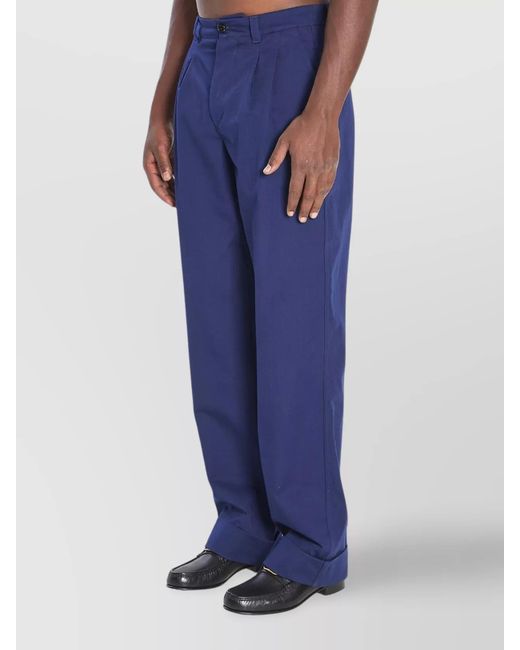 Valentino Garavani Blue Cotton Straight-Leg Trousers for men