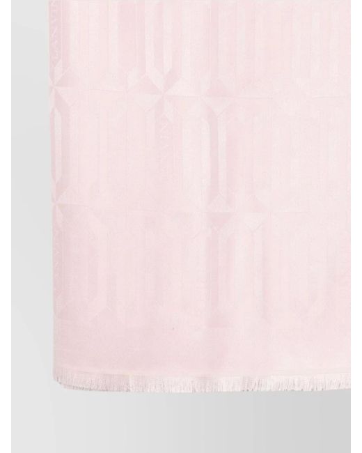 Lanvin Pink Fringed Monogram Rectangular Scarf