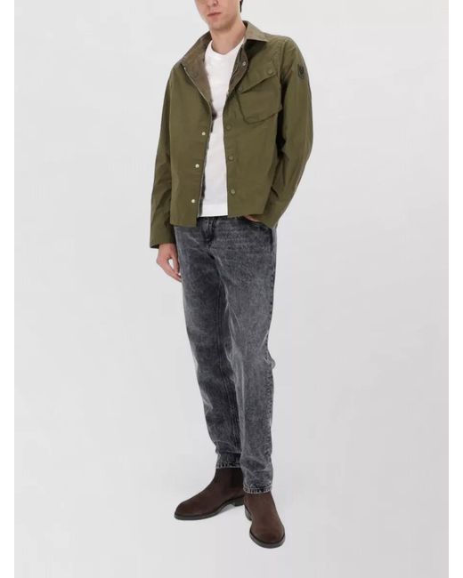 Belstaff Green Ground Jacket Long Sleeves Chest Pocket for men