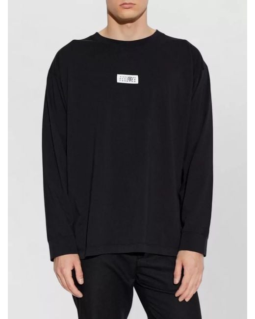MM6 by Maison Margiela Blue Graphic Long Sleeve Crew Neck Shirt for men