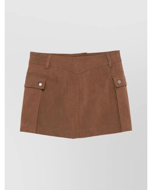 ANDAMANE Brown Cotton Cargo Mini Skirt