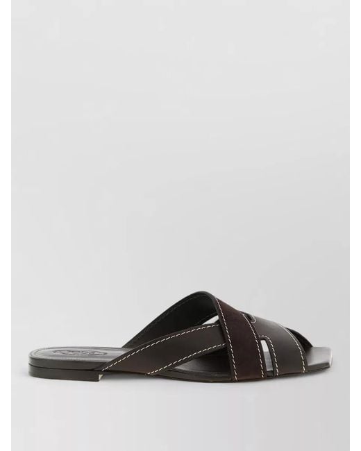 Tod's Black Leather Flat Sandals