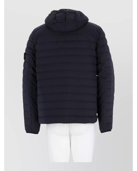 Stone Island Blue Down Hooded Puffer Jacket for men