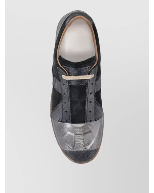 Maison Margiela Black Sneakers Contrast Stitching Panel Detailing Rubber Sole for men