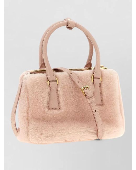 Prada Pink Galleria Mini Shoulder Bag Leather Straps