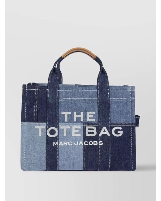 Marc Jacobs Blue Tote Bag With Adjustable Strap And Top Handles