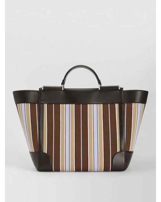 Dolce & Gabbana Multicolor Sicily Jacquard Tote Bag Striped Leather Handle for men