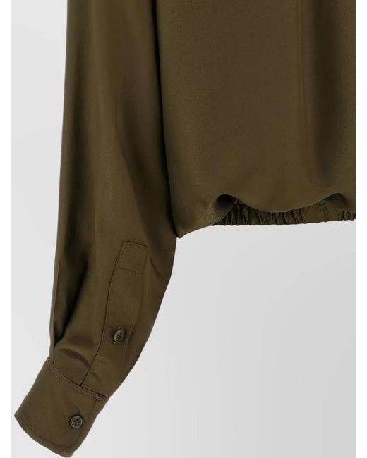 Nude Green Shirt Top Collared Neck Elasticated Hem