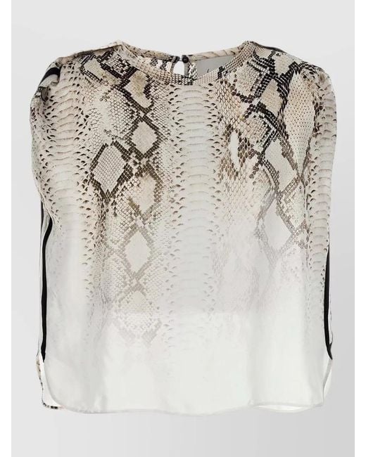 Nude Multicolor Snake Print Blouse Button Detail