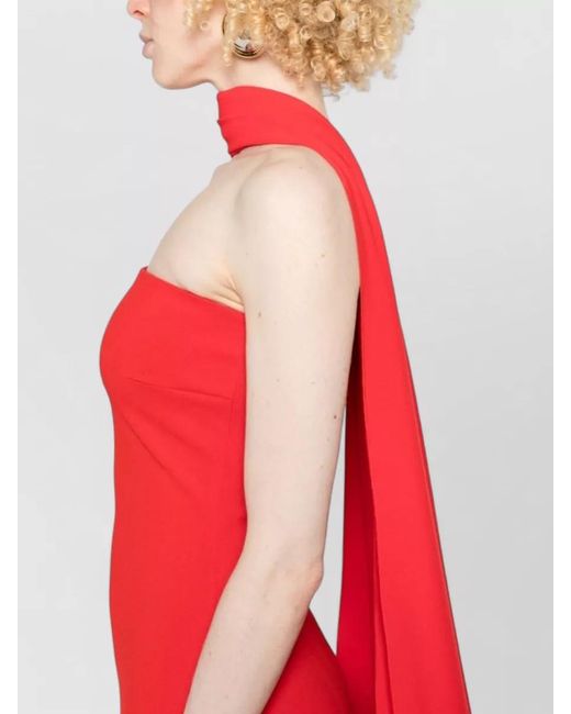 Solace London Red Martine Strapless Backless Cape Maxi Dress