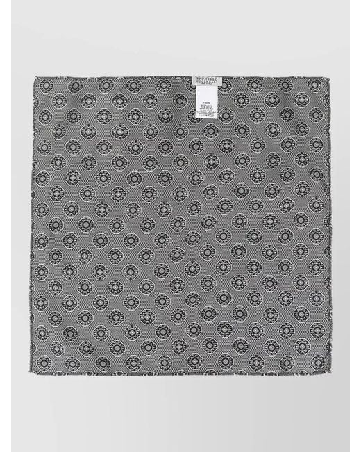 Brunello Cucinelli Gray Silk Scarf Square Medallion Pattern for men