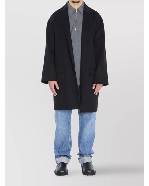 Bottega Veneta Blue Wool Regular-Fit Midi Single-Breasted Coat for men