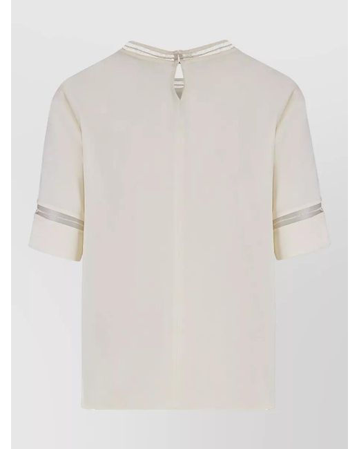Fabiana Filippi White Crepe De Chine Silk Top Short Sleeves