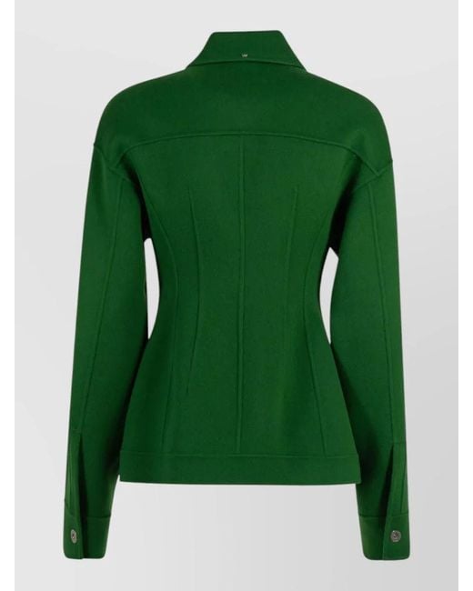 Sportmax Green Tailored Wool Jacket Mid Length Design
