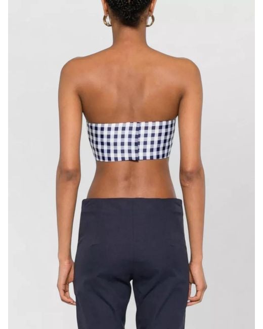 Self-Portrait Blue Gingham Bandeau Bikini Top