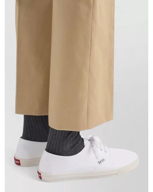 Prada White Drill Fabric Low Top Lace Up Sneakers for men