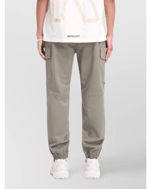 Represent Gray Cotton Cuffed Cargo Track Pants for men
