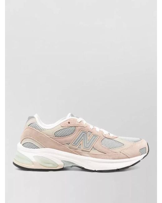 New Balance White Low Top Sneakers Round Toe Mesh Panels for men