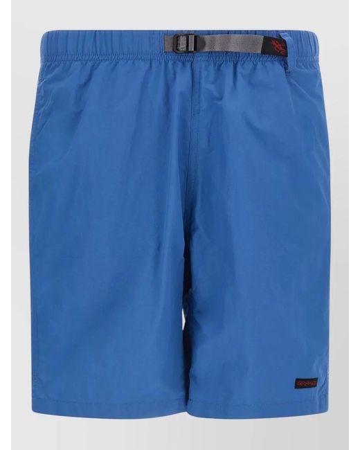 Gramicci Blue Utility Bermuda Shorts Zip And Back Pockets for men
