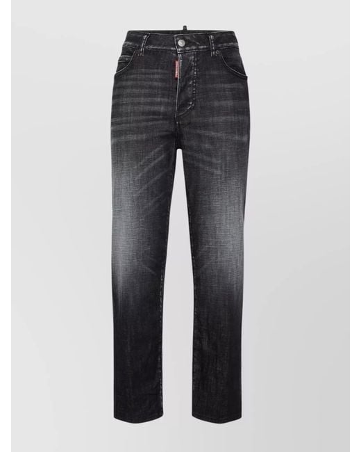 DSquared² Women's Blue Straight-Leg Jeans With Faded Effect And