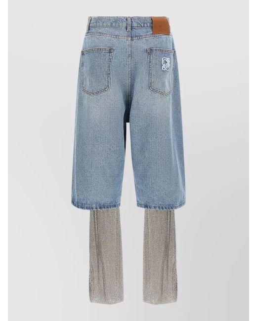 GIUSEPPE DI MORABITO Blue Crystal-Embellished Wide-Leg Jeans