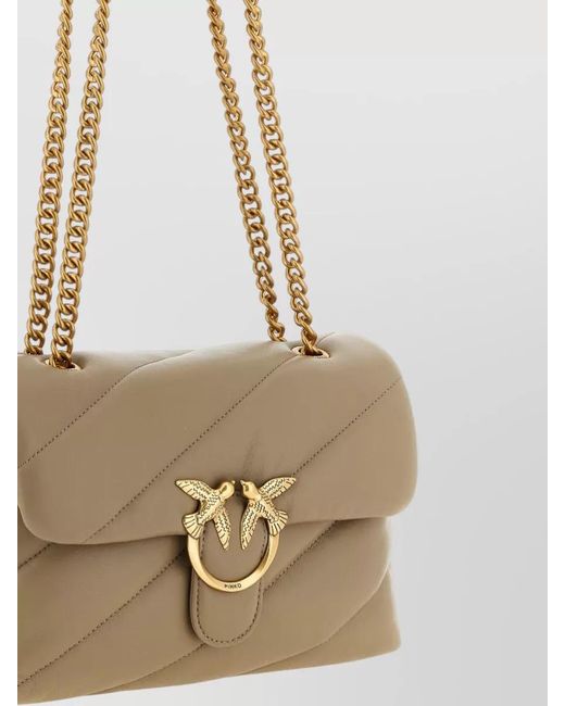 Pinko Natural Love Bag Puff Maxi Leather Quilted Shoulder Bag