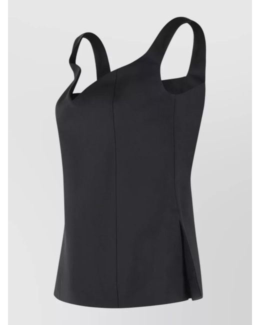 Rohe Black Sleeveless Viscose Top Tailored V Neckline
