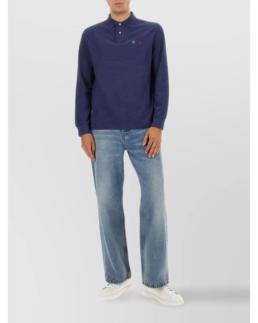Polo Ralph Lauren Long Sleeve Polo Shirt Collar in Blue for Men | Lyst