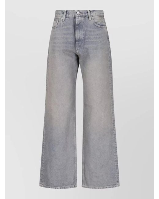Haikure Gray High Waist Denim Jeans Casual Wide Leg