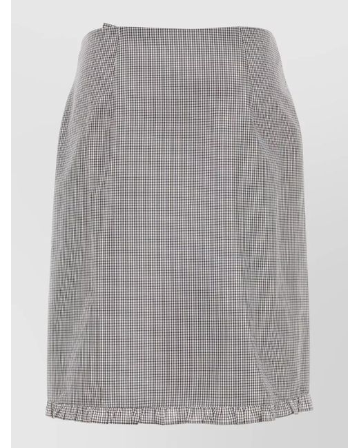 Miu Miu Gray Embroidered Poplin A-Line Skirt