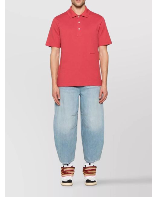 Lanvin Pink Cotton Piqué Polo Shirt for men