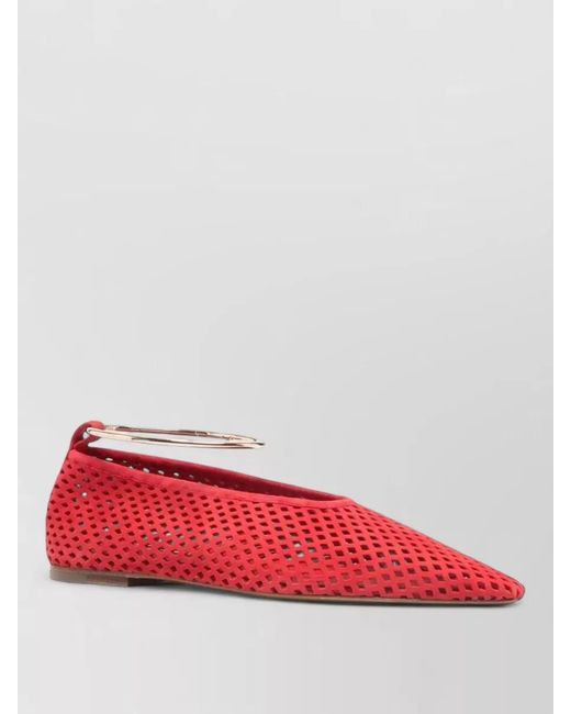 Jil Sander Red Leather Ballerina Shoes