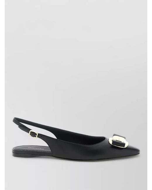 Ferragamo Metallic Zelmy Slingback Pumps Pointed Toe Bow