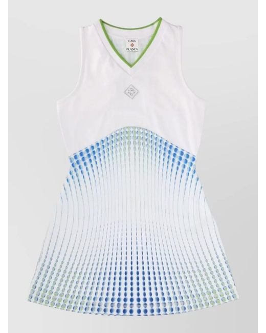 Casablanca Blue Gradient Racerback Sleeveless Dress V Neckline