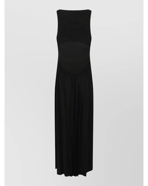 Max Mara Black Jersey Dress Panino Cutout Gathered Waist Midi
