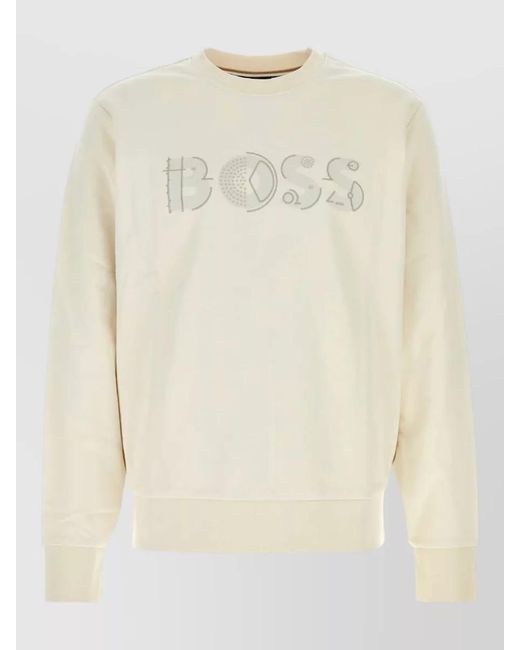 Boss Natural Cotton Sweatshirt Crew Neck Long Sleeves for men