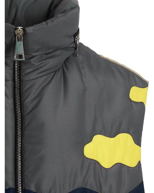 Khrisjoy Blue Cactus Padded Sleeveless Vest High Collar for men