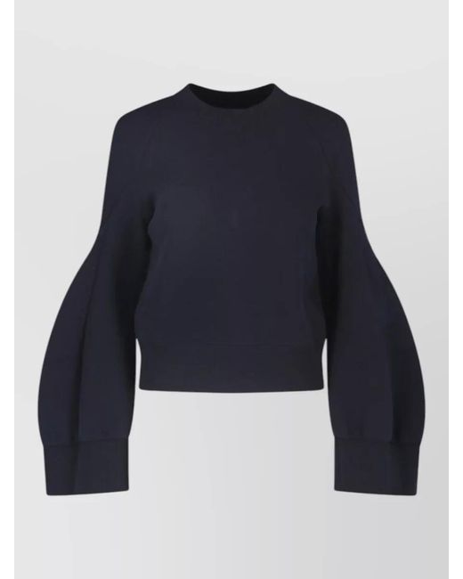 Sacai Blue Cropped Balloon-Sleeve Sweatshirt