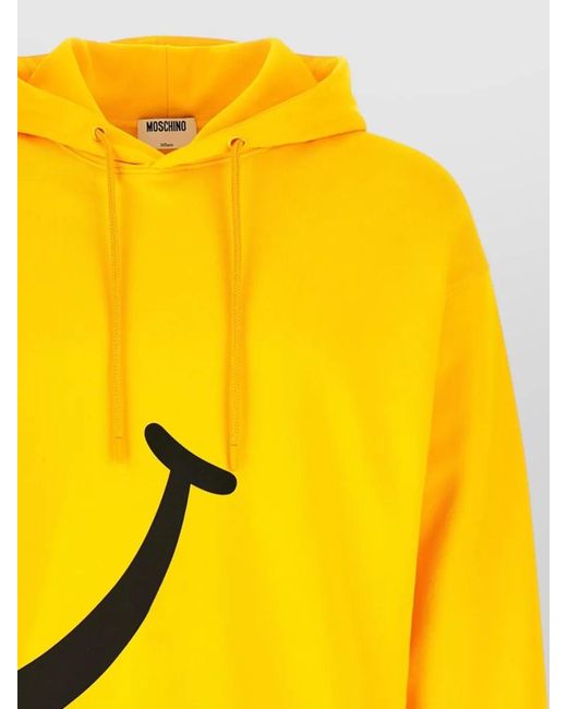 Moschino Yellow Smiley Hooded Sweater Graphic Logo Knit for men