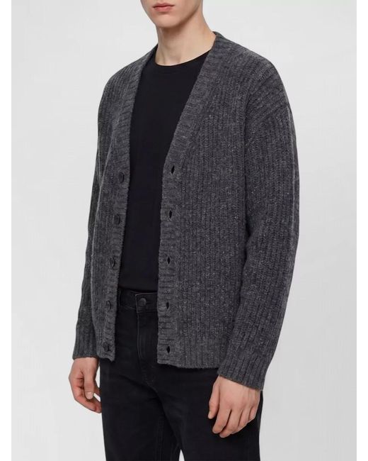 Roberto Collina Gray Wool Nylon Cardigan Regular Fit V Neck for men