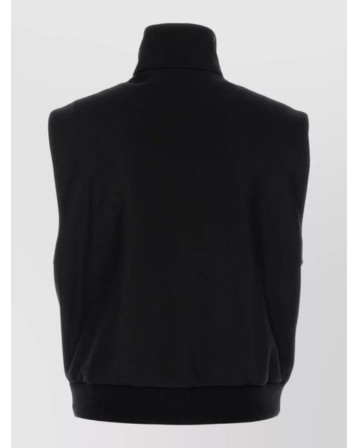 Jil Sander Black Wool Vest High Collar Ribbed Hem for men