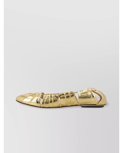 Chloé Metallic Leather Cutout Ballerina Shoes