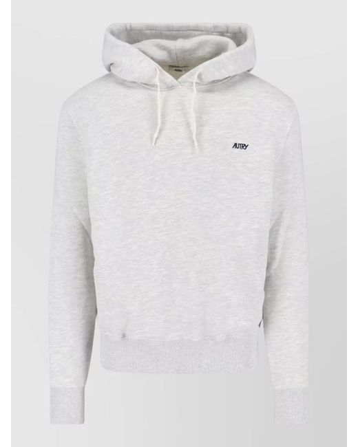 Autry White Mélange Cotton Hoodie for men