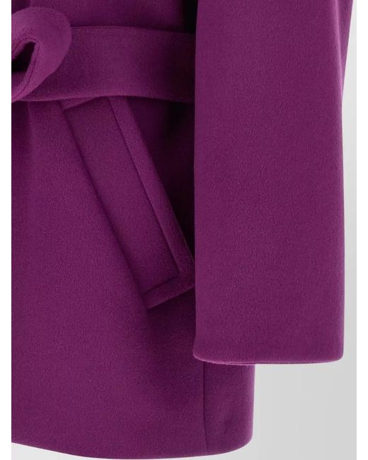 Saint Laurent Purple Wool Belted Single-Breasted Coat
