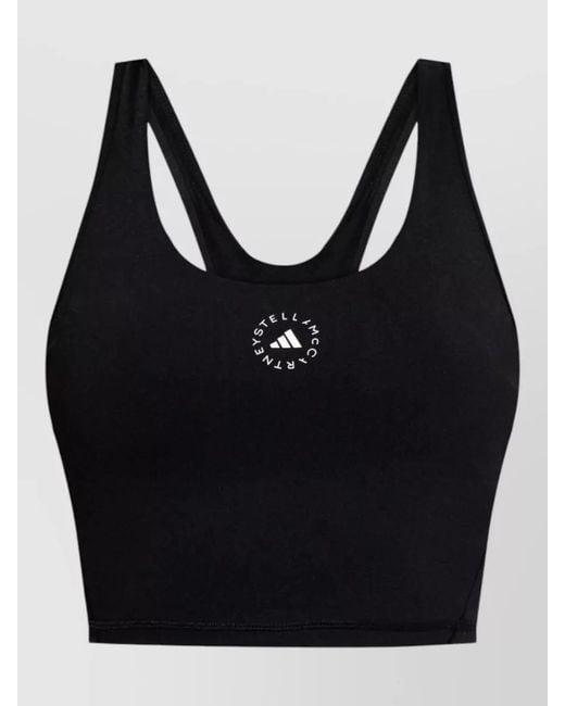 Adidas By Stella McCartney Black Logo Cropped Tank Racerback Stretch Top