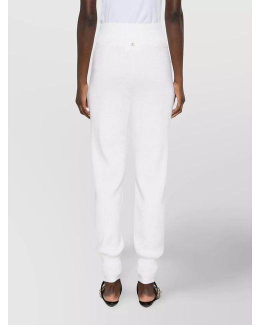 Chloé White Ribbed Waistband High-Waisted Knitted Trousers