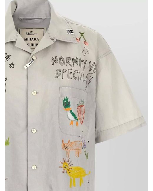 Maison Mihara Yasuhiro White Short Sleeves Shirt Graffiti Graphic Print for men